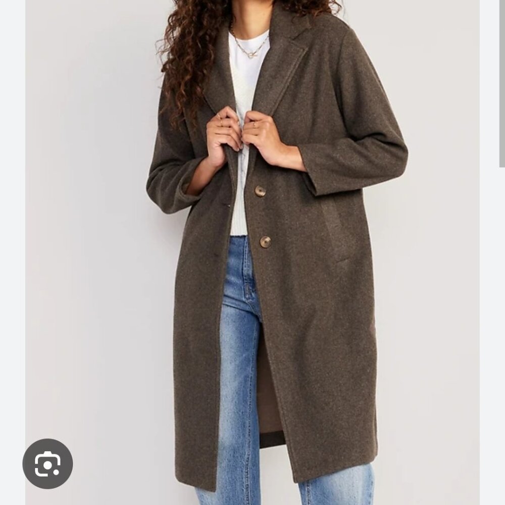 Old Navy Soft Brushed Long Overcoat, Women's S, Brown Heather